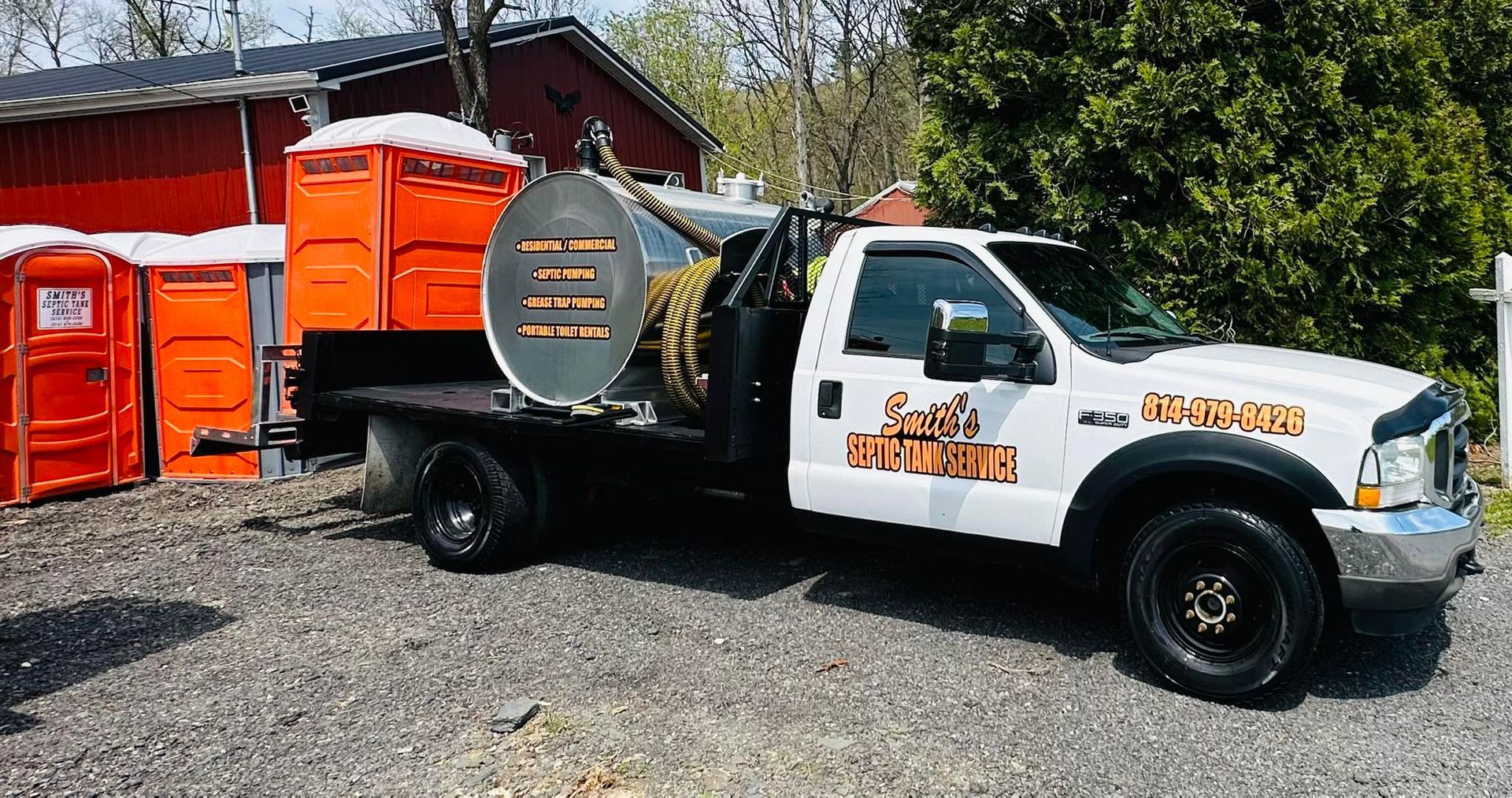 Weekly portable toilet servicing