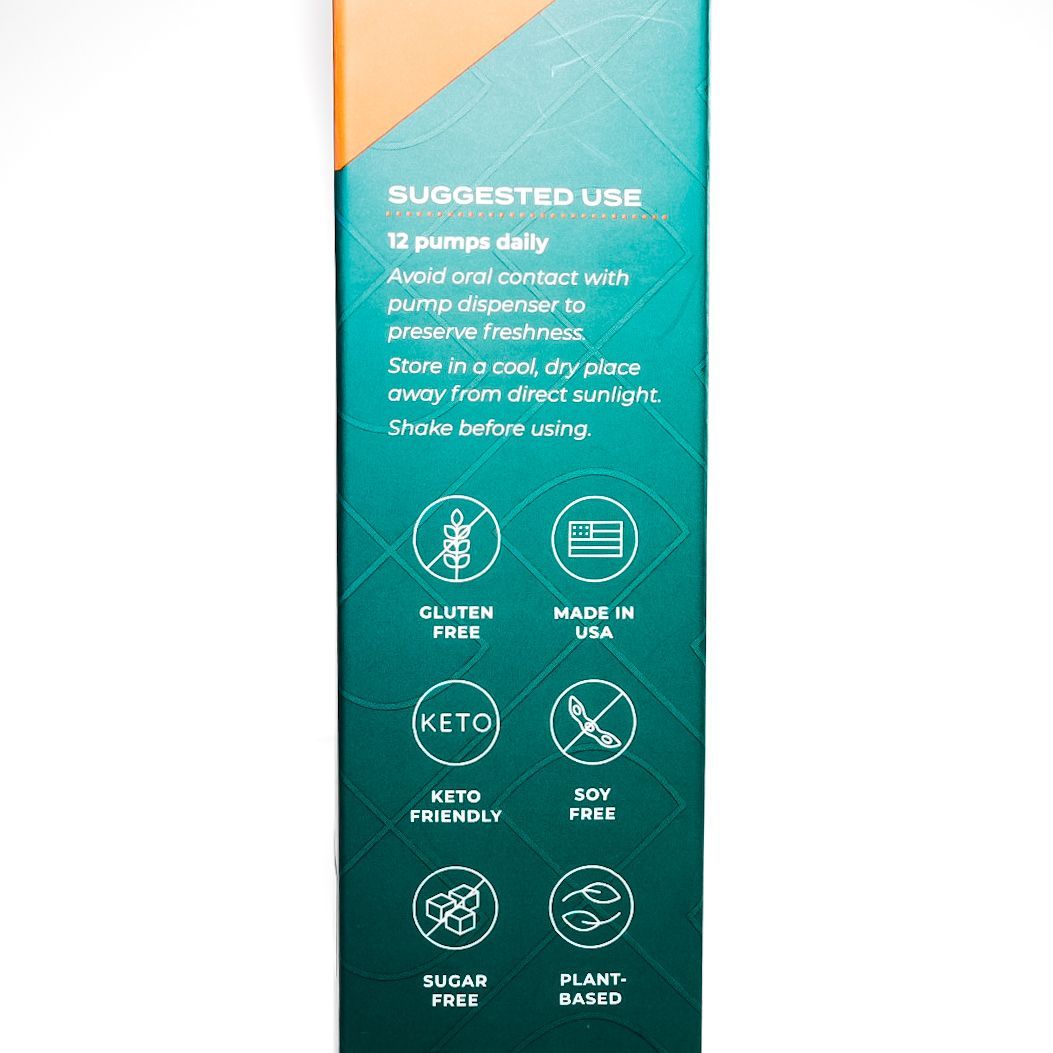Orange and teal Eymbiotika Adrenal Super Tonic supplement box on a white background
