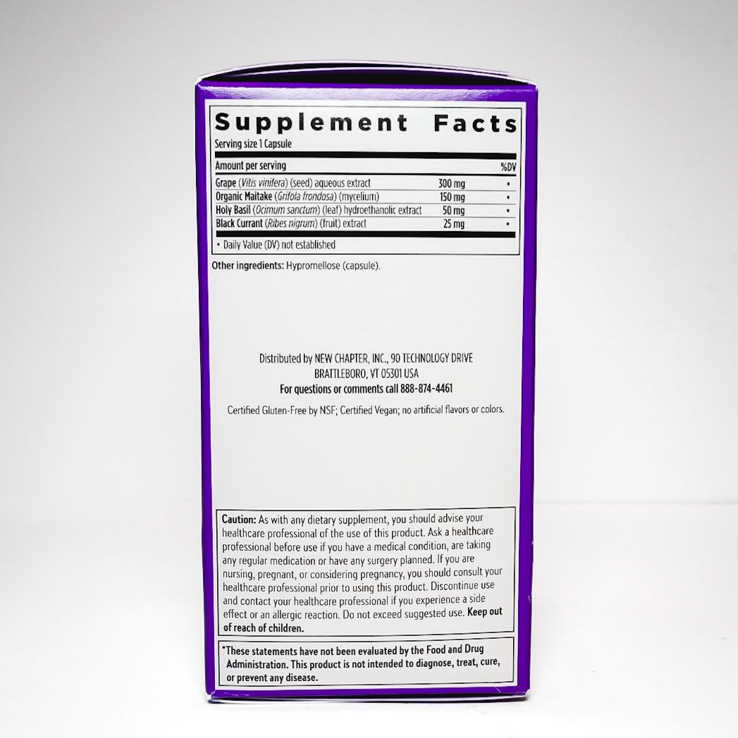 New Chapter Blood Pressure Balance supplement box, white and purple packaging with leaf graphic