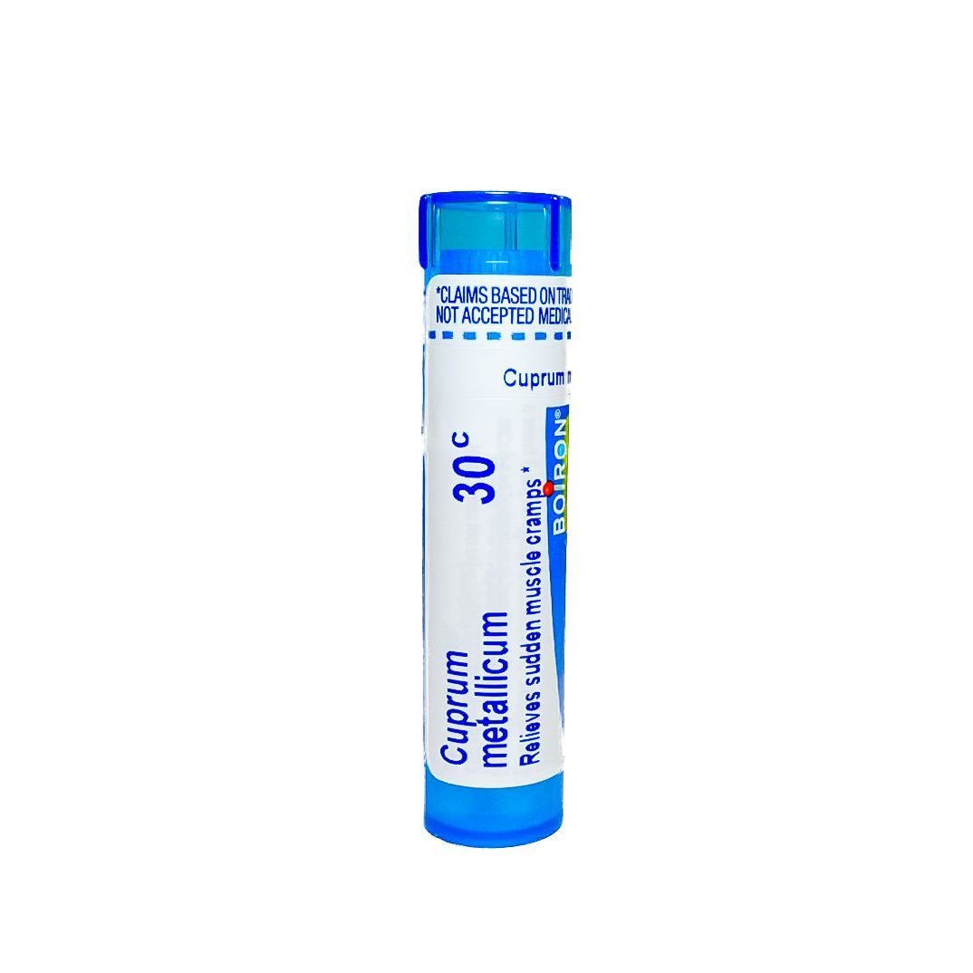 Blue-topped cylinder of homeopathic medicine labeled 30C on a white background