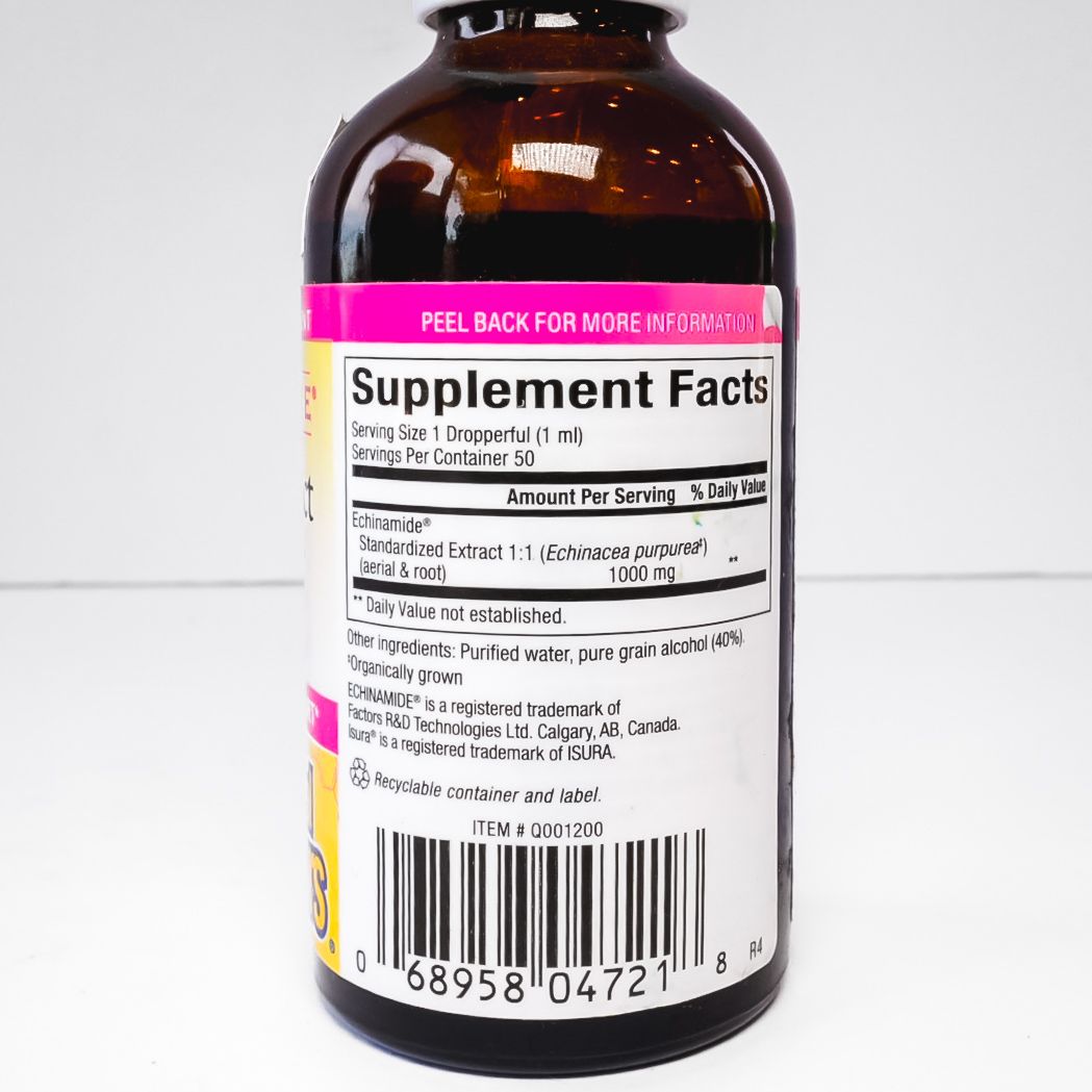 Amber dropper bottle of Fresh Extract Nicinamide serum with pink and yellow label on white background