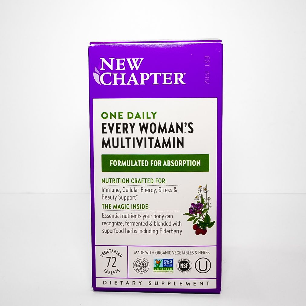 Purple supplement facts label on a white bottle, listing ingredients and nutrition amounts.