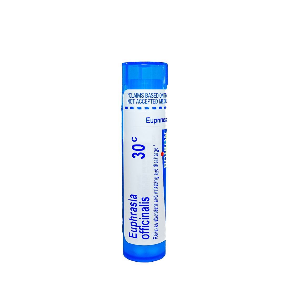 Blue tube labeled “Euphrasia officinalis” with “30C” on a white background