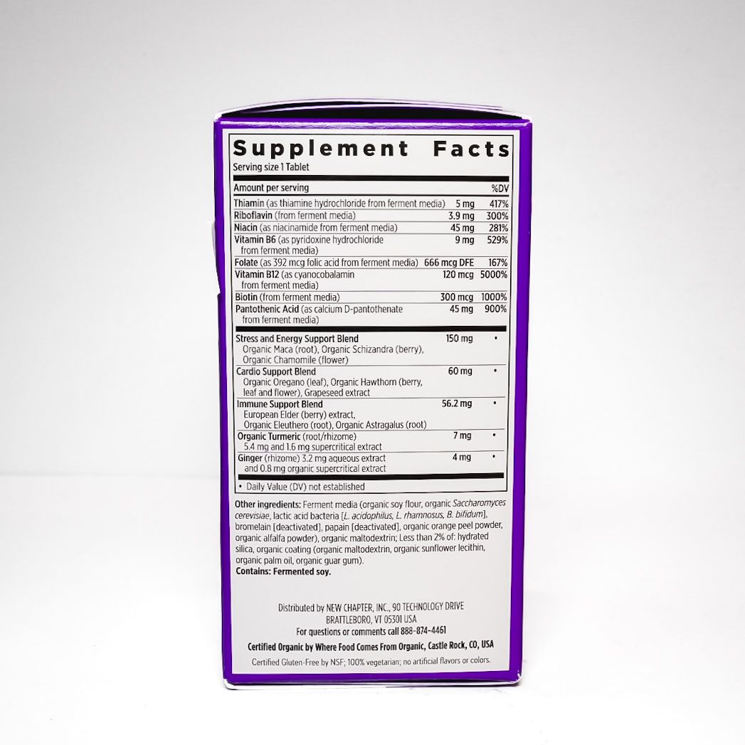 Purple New Chapter Fermented Coenzyme B Complex supplement box on a white background