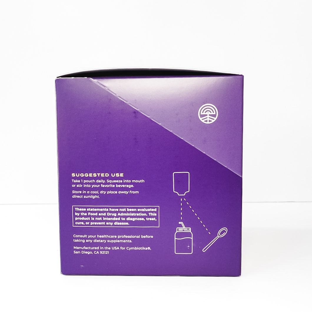 Purple Cymbiotika Elderberry immune support supplement box on white background