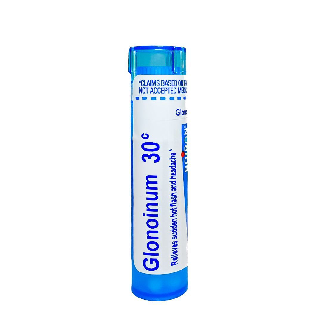 Blue tube of Glonium 30° medicine on a white background