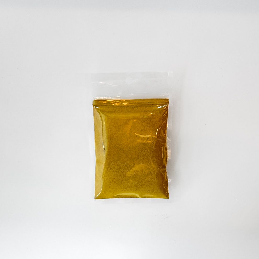 Yellow packet labeled “Licorice Root Powder” on a white background