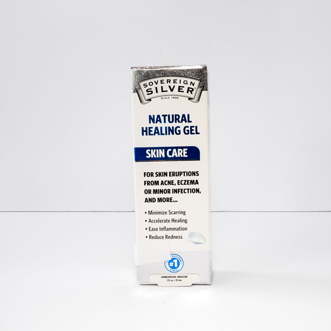White tube of American Silver Natural Healing Gel skincare on a white background