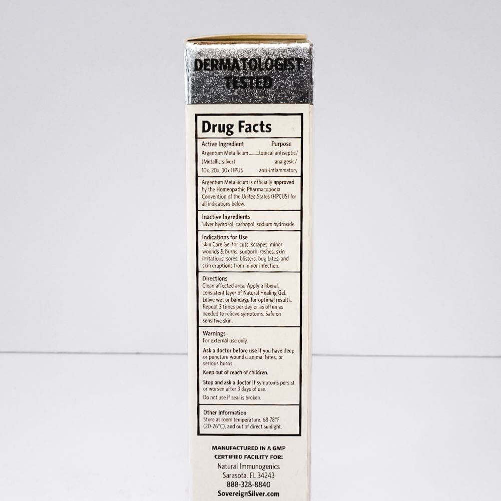 White tube of American Silver Natural Healing Gel skincare on a white background
