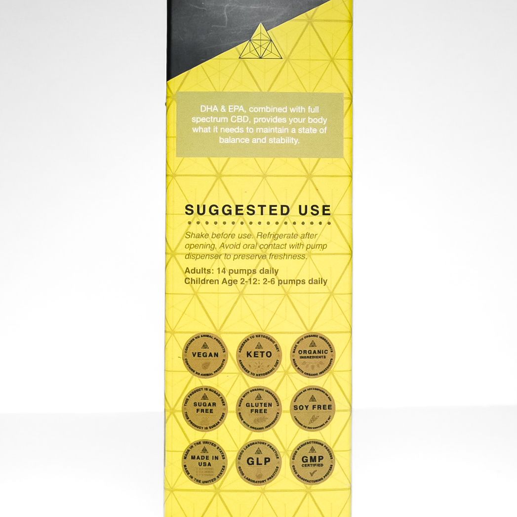Yellow and black Nexus Eyeglass Lenses retail box with geometric logo on white background