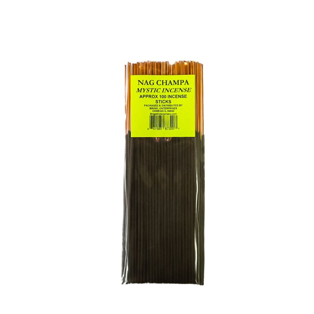 Package of black incense sticks with a yellow label on a white background