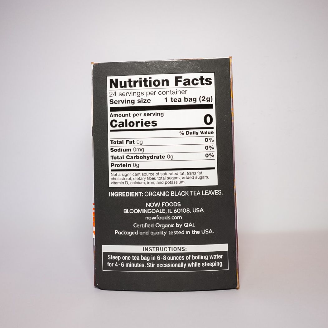 Black box front with a Nutrition Facts label and product text in white.