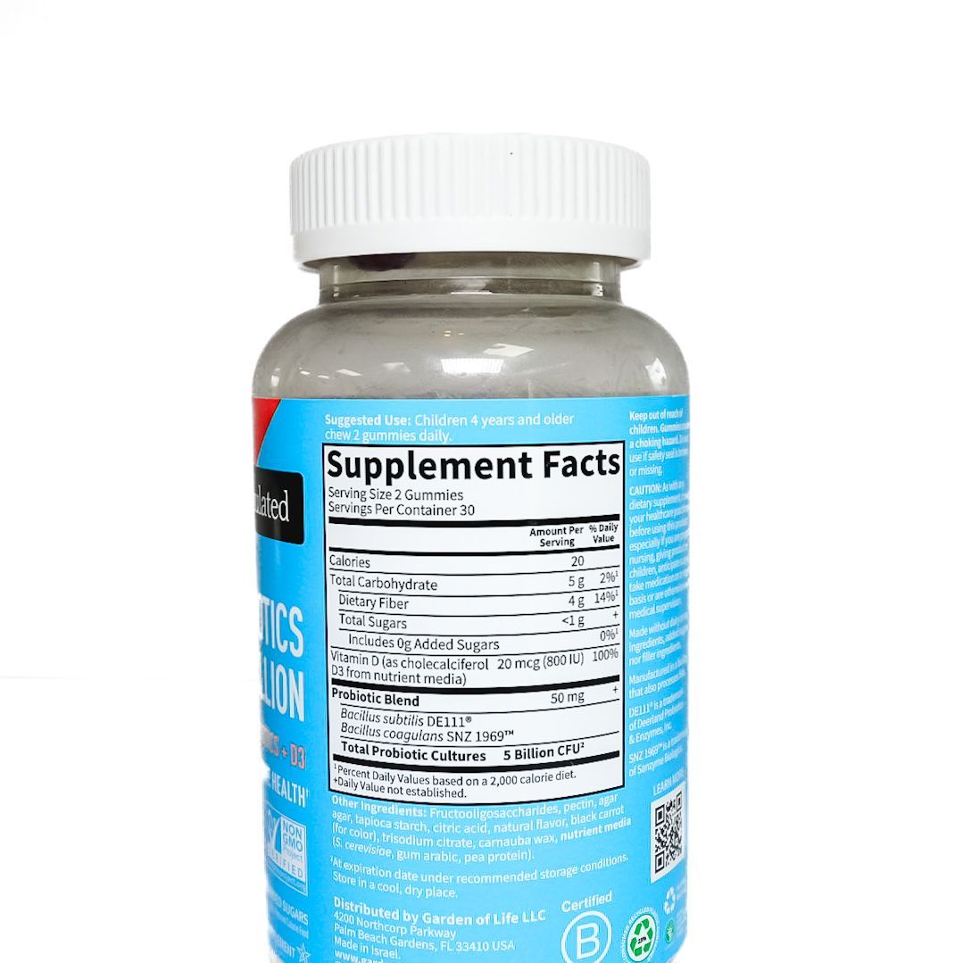Dr. Formulated Probiotics Kids 5 Billion supplement bottle with white cap and blue label