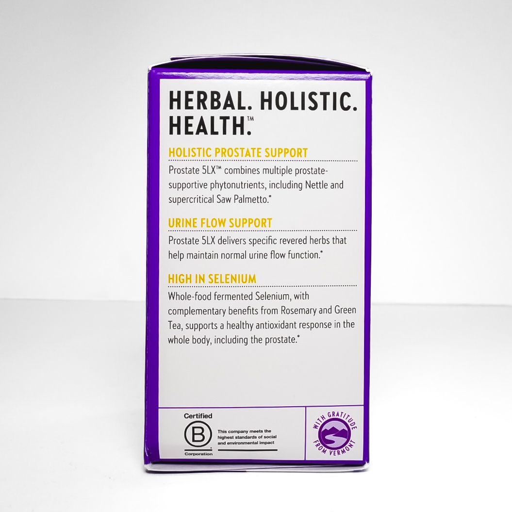 Purple New Chapter Prostate 5LX dietary supplement box with white label and pineapple illustration