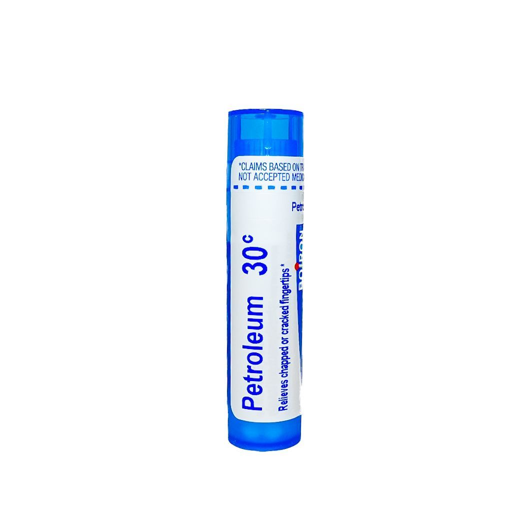 Blue-capped petroleum jelly lip balm stick on a white background