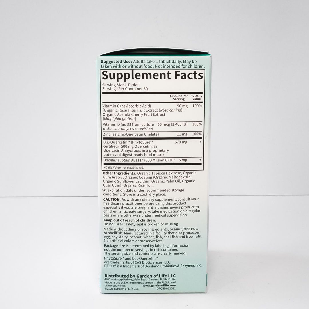 Garden of Life Dr. Formulated Quercetin Immune 500 mg supplement bottle