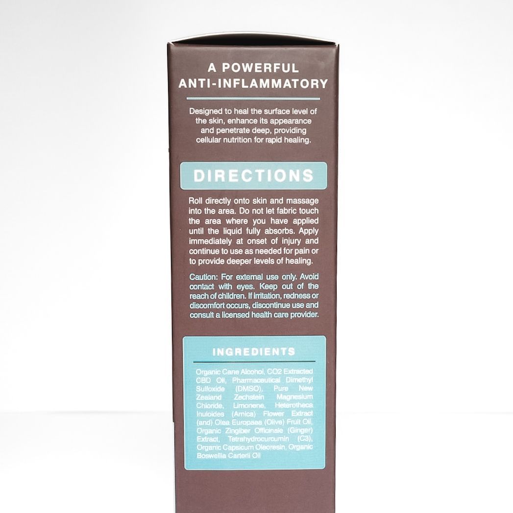 Brown box labeled “A Powerful Anti-Inflammatory” with directions and ingredients panels
