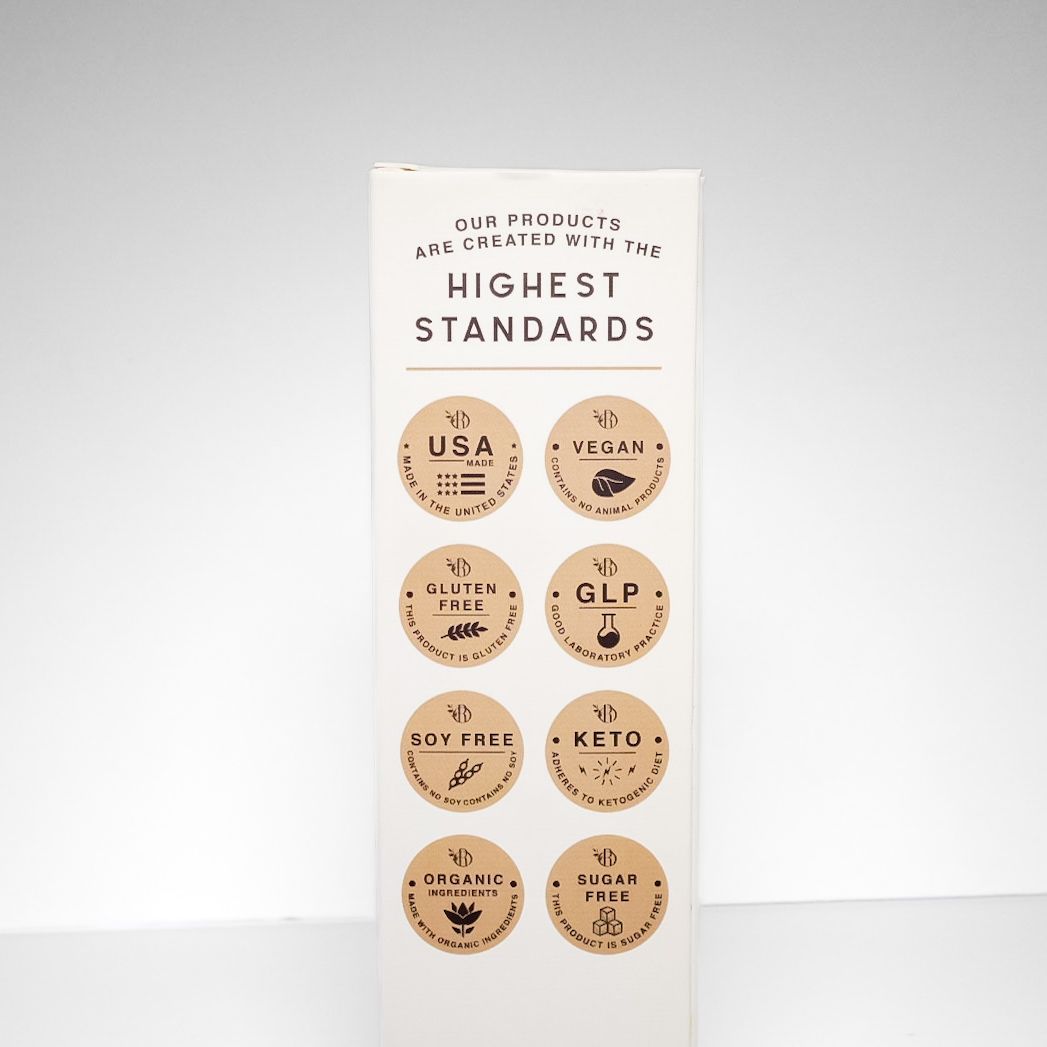 RYA Nexus Relief packaging in white and beige with gold accents on a white background