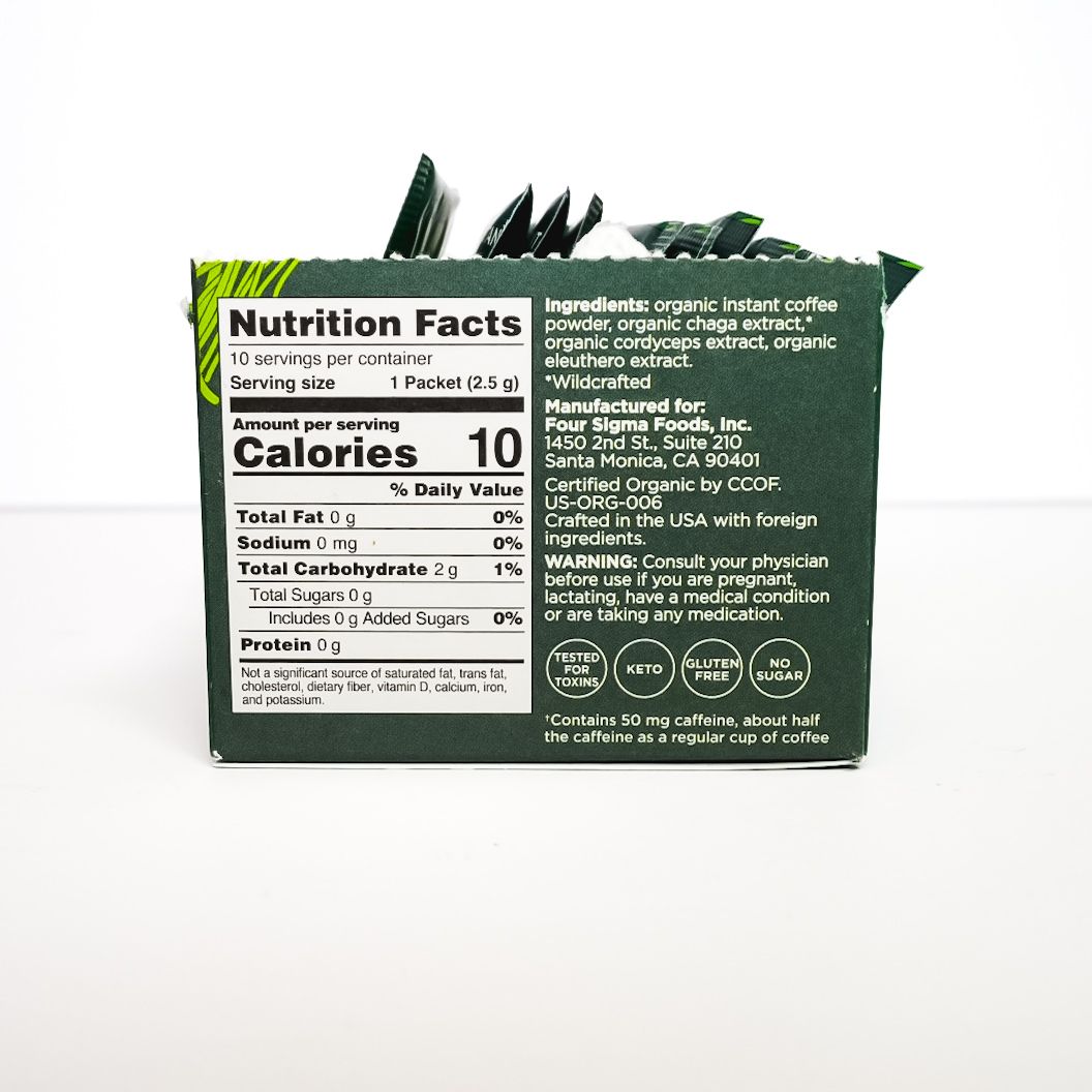 Green Your Signature Protect organic coffee packet with leaf design on white background