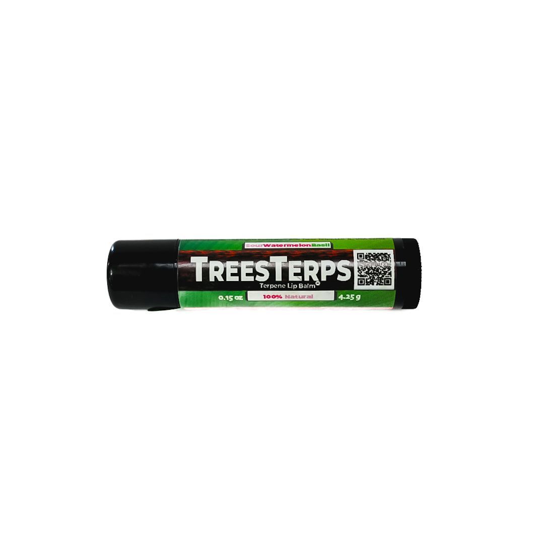 Black and green TREESTERPS tube on a white background