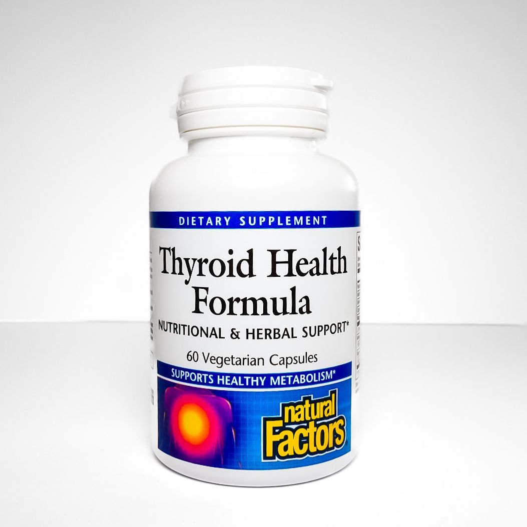 Thyroid Health Formula dietary supplement bottle with blue and white label and Nature's Way logo
