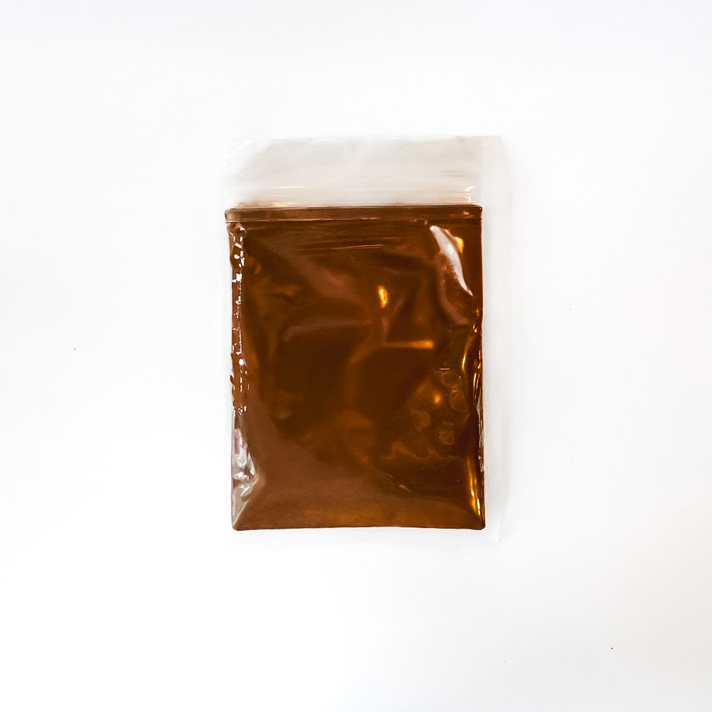 Small brown plastic pouch on a white background