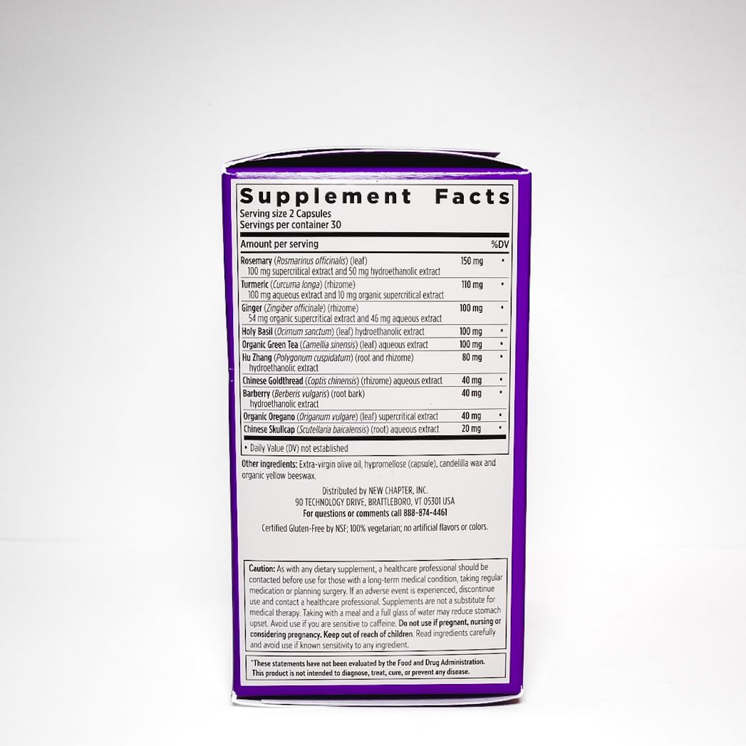 Purple New Chapter Zyflamend herbal supplement box on a white background