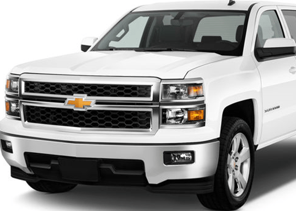 White Chevrolet Silverado pickup truck on a plain white background
