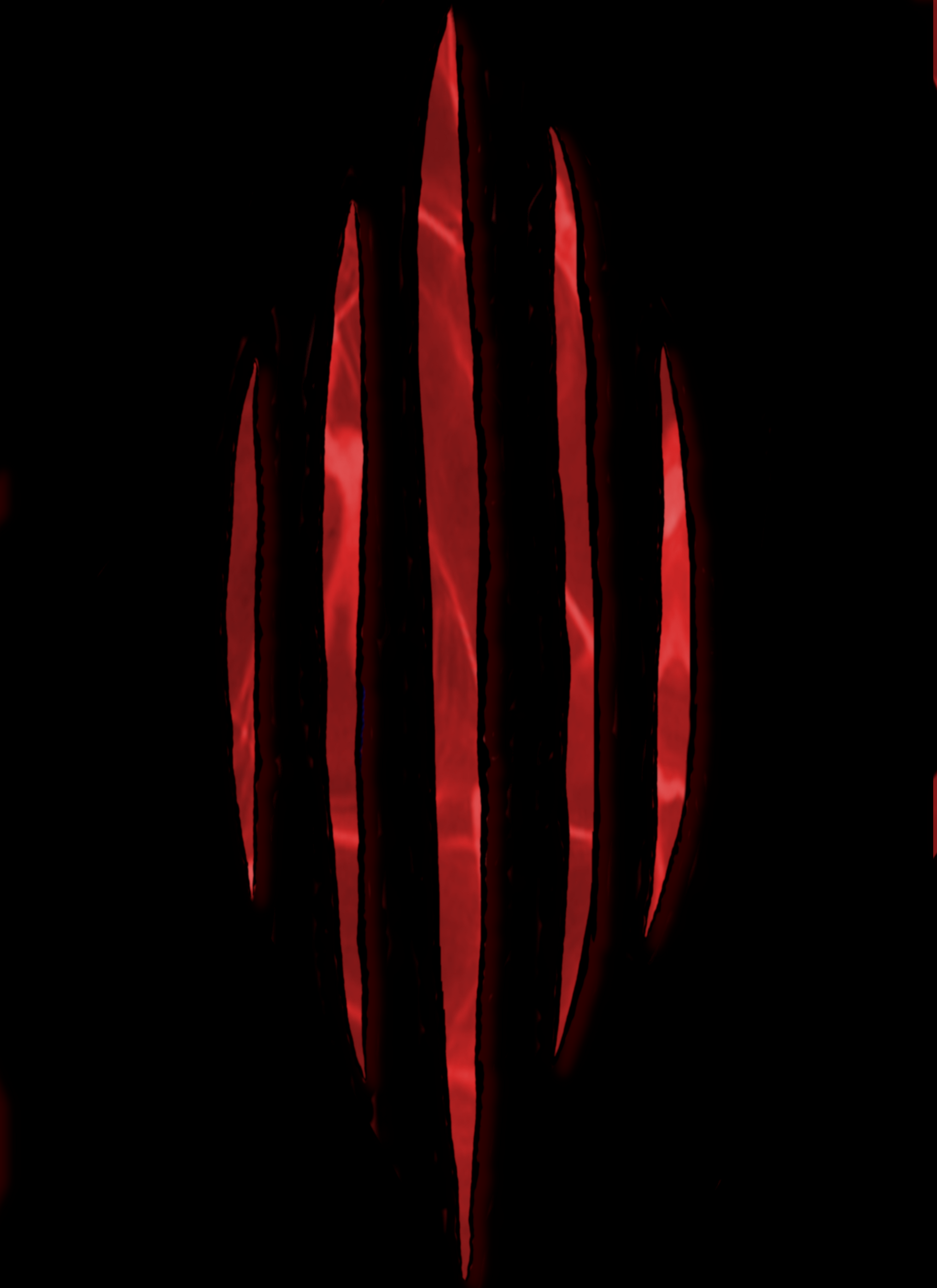 Red, vertical claw marks on black background.