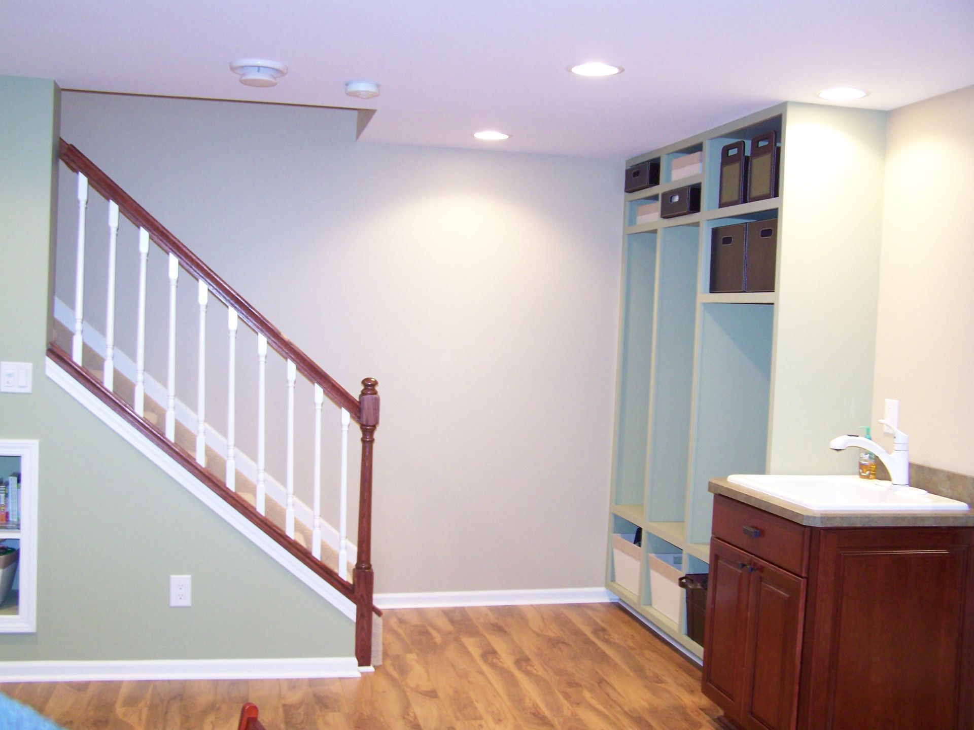 Interior construction finishing of walls and stairway - Build Your Own Home Services, LLC. 