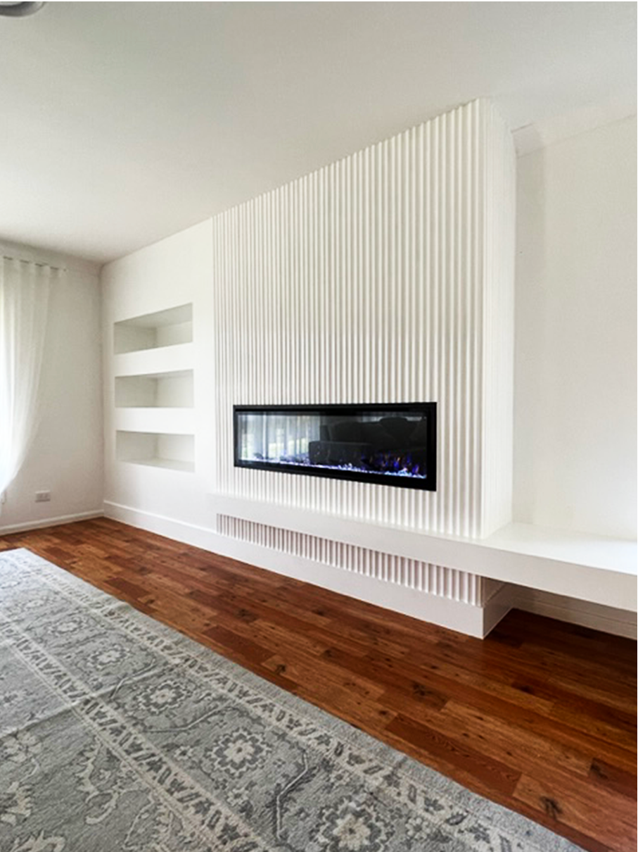 custom carpentry fireplace wall