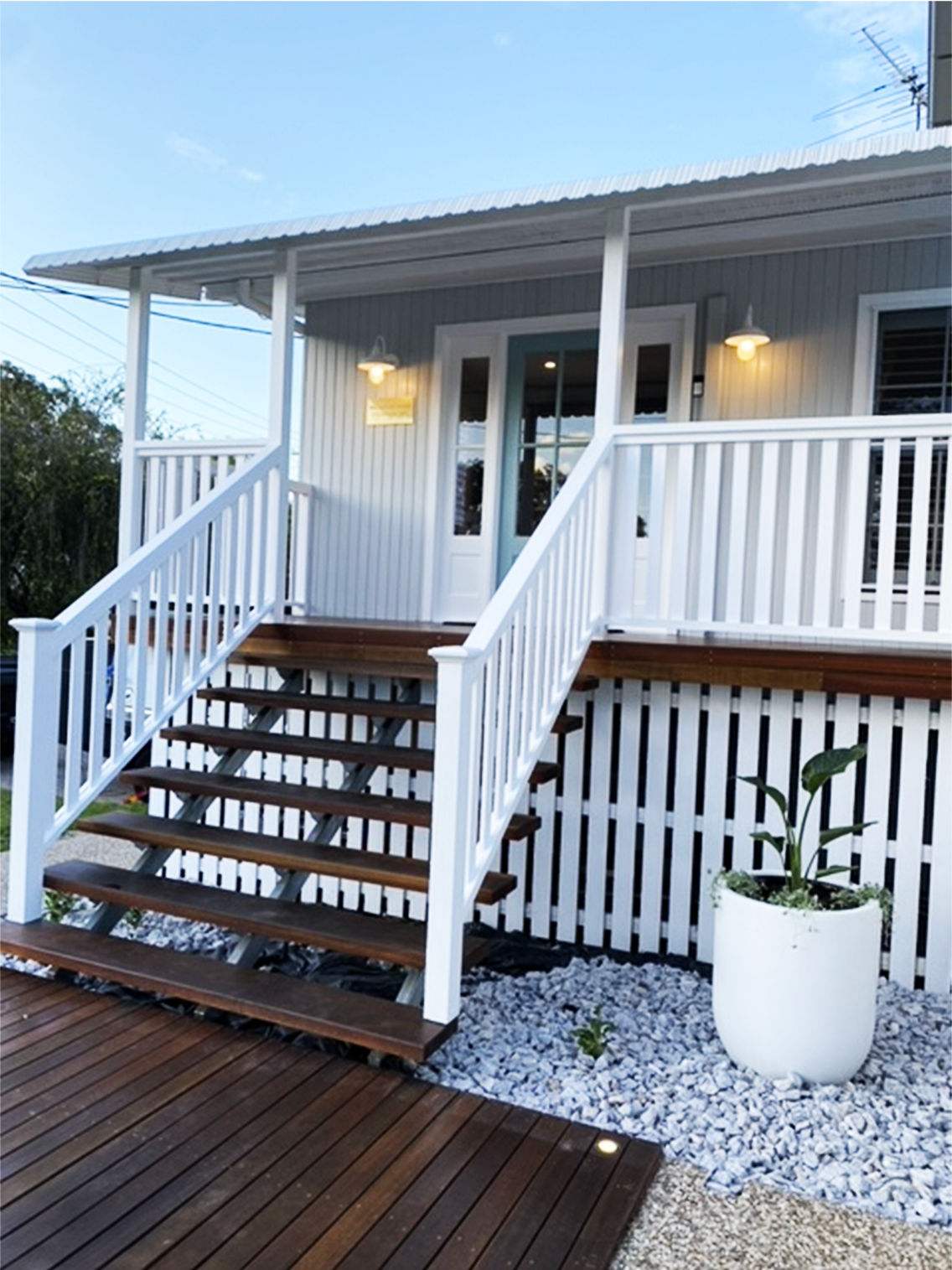 hamptons style front porch renovation in brisbane