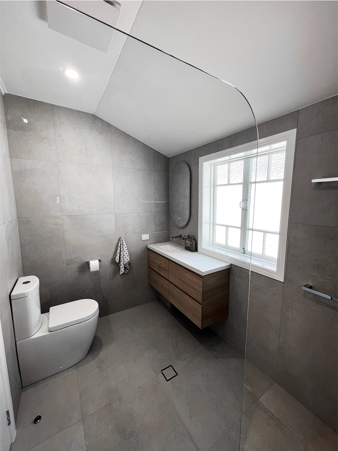 kedron modern bathroom renovation in brisbane view of sink and toilet