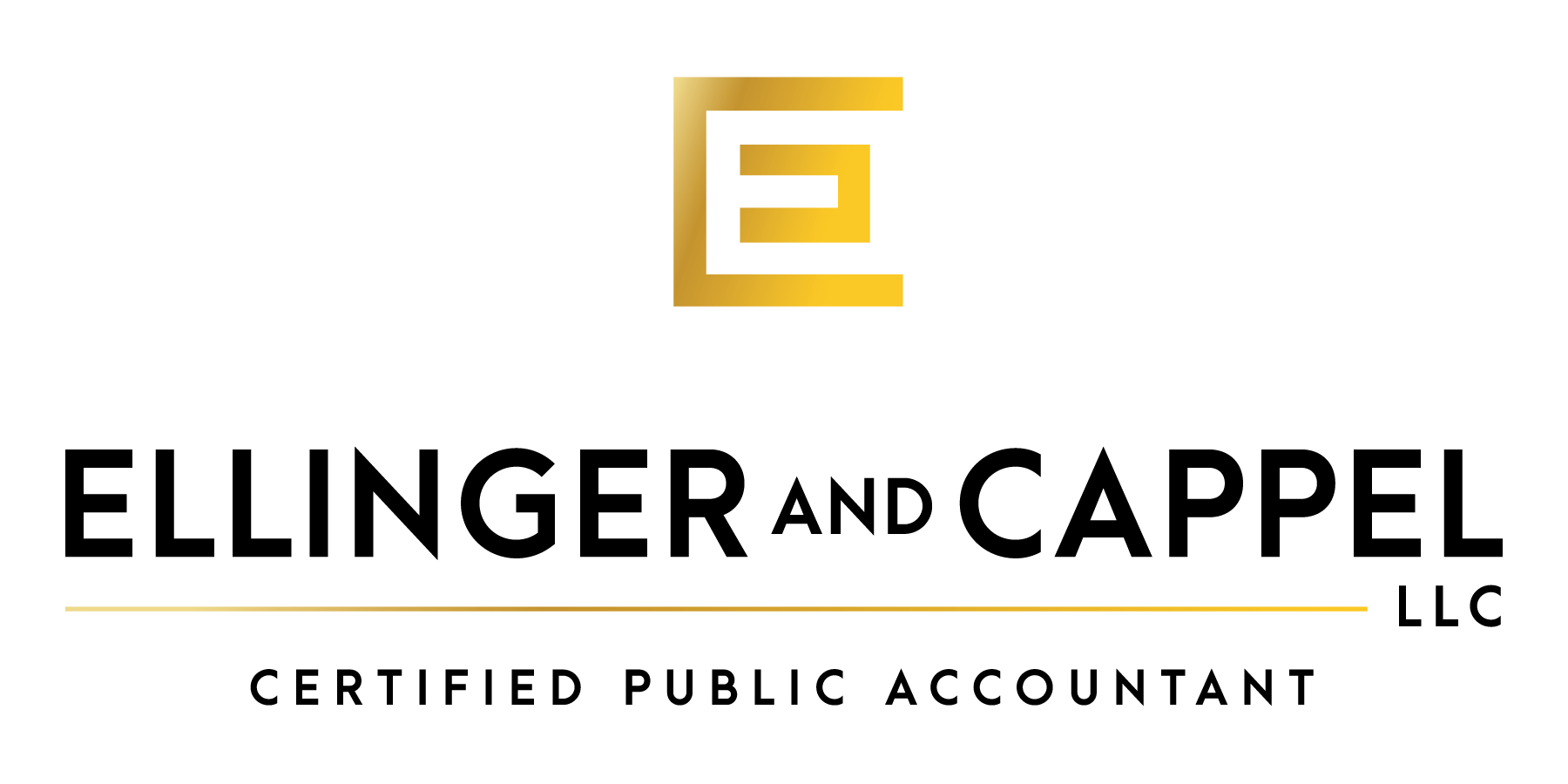 Logo for Ellinger and Cappel, LLC, Certified Public Accountant. Features gold emblem above the company name.