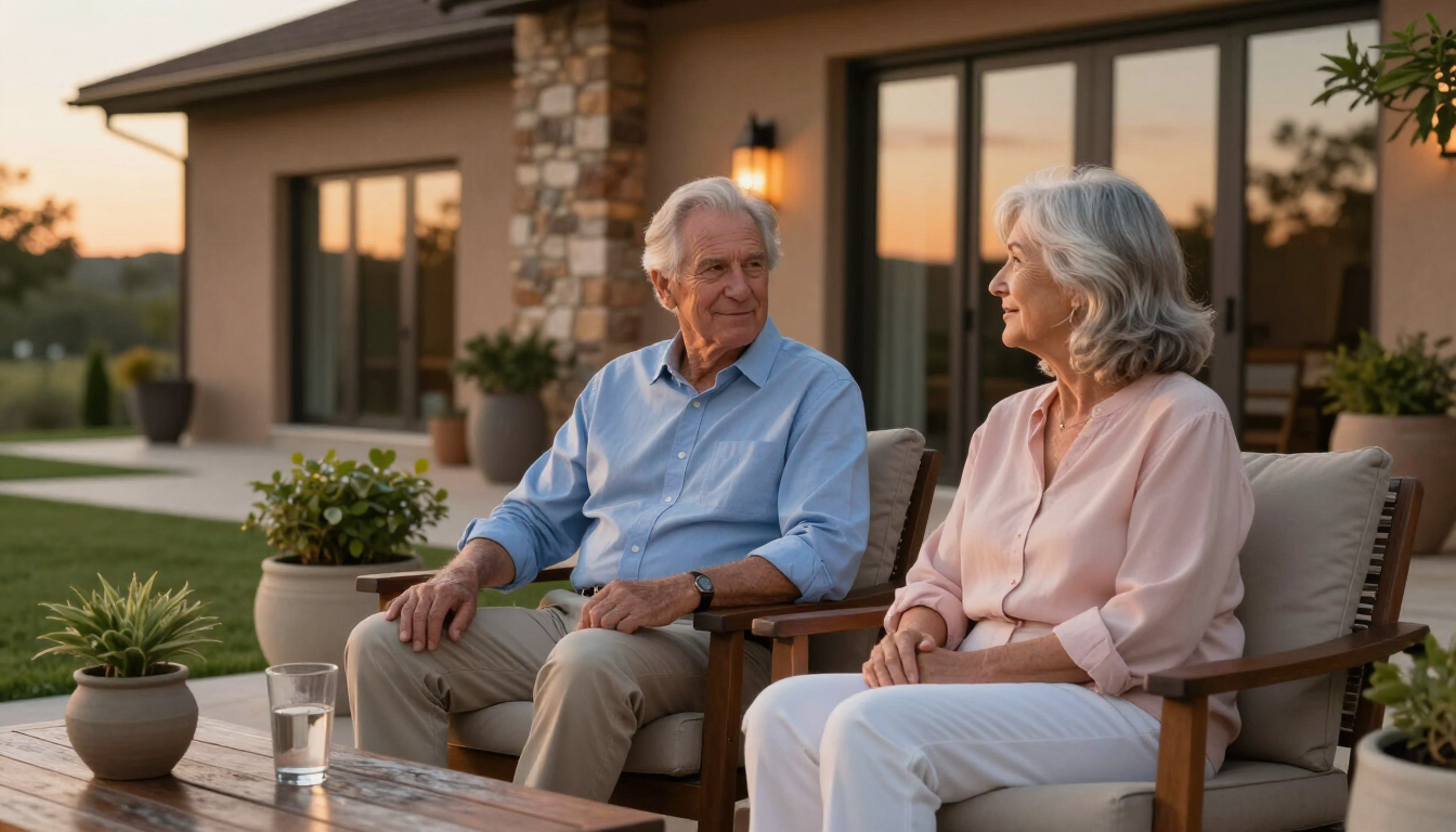 Senior couple in a beautiful garden