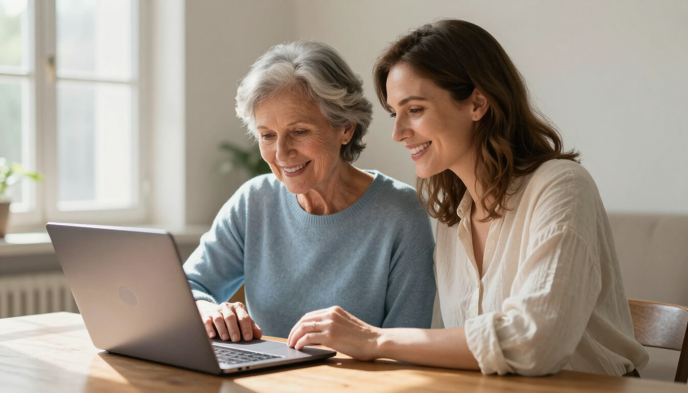 Family discussing senior care options