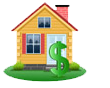 Roofing Contractor Chicago. Yellow house with dollar sign in front.