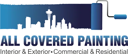 The logo for all covered painting interior and exterior commercial and residential