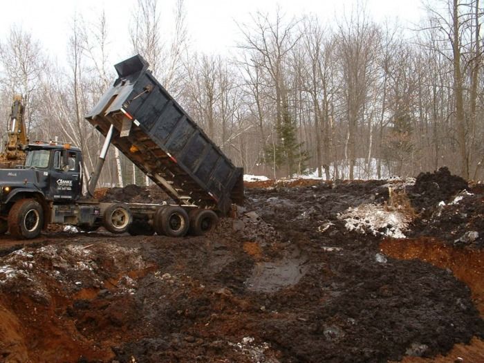 2-5-2010 A load of sediment going into the dewatering site.