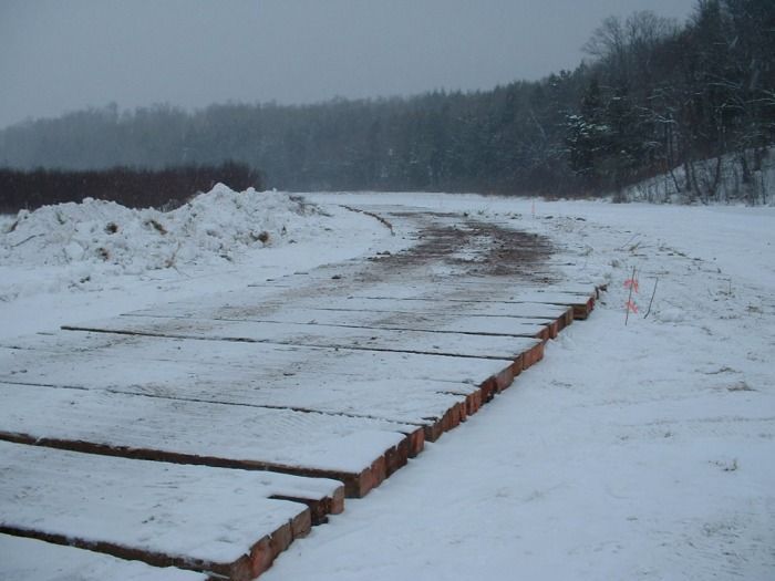 2-2-2010 temporary road running along channel toward boat landing