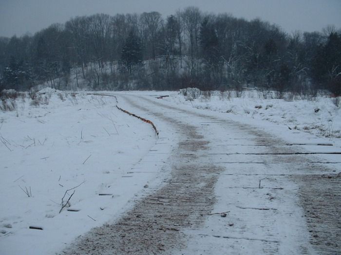 2-2-2010 temporary road accrross the marsh looking toward the channel