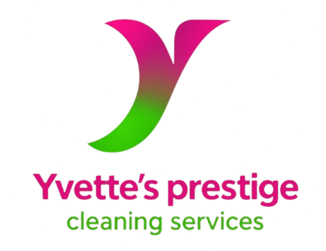 Logo for Yvette’s Prestige Cleaning Services in pink and green