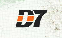 a black and orange d7 logo on a white background