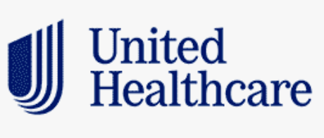 UnitedHealthcare logo with blue striped icon and blue text on white background