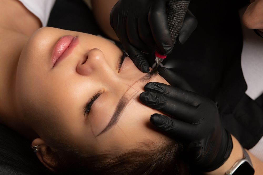 A Woman Getting Microblading on Her Eyebrows — Sage Spa & Beauty in Mackay, QLD