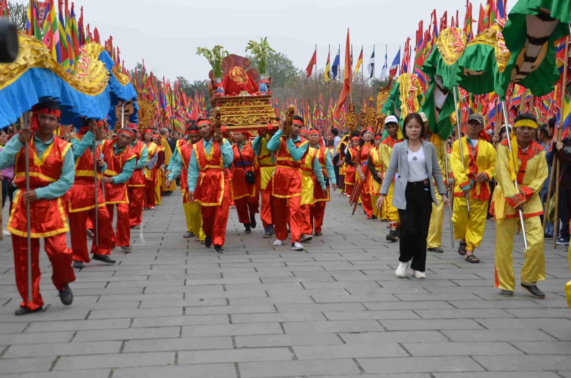 A festival procession at Bai Dinh Pagoda in Vietnam.