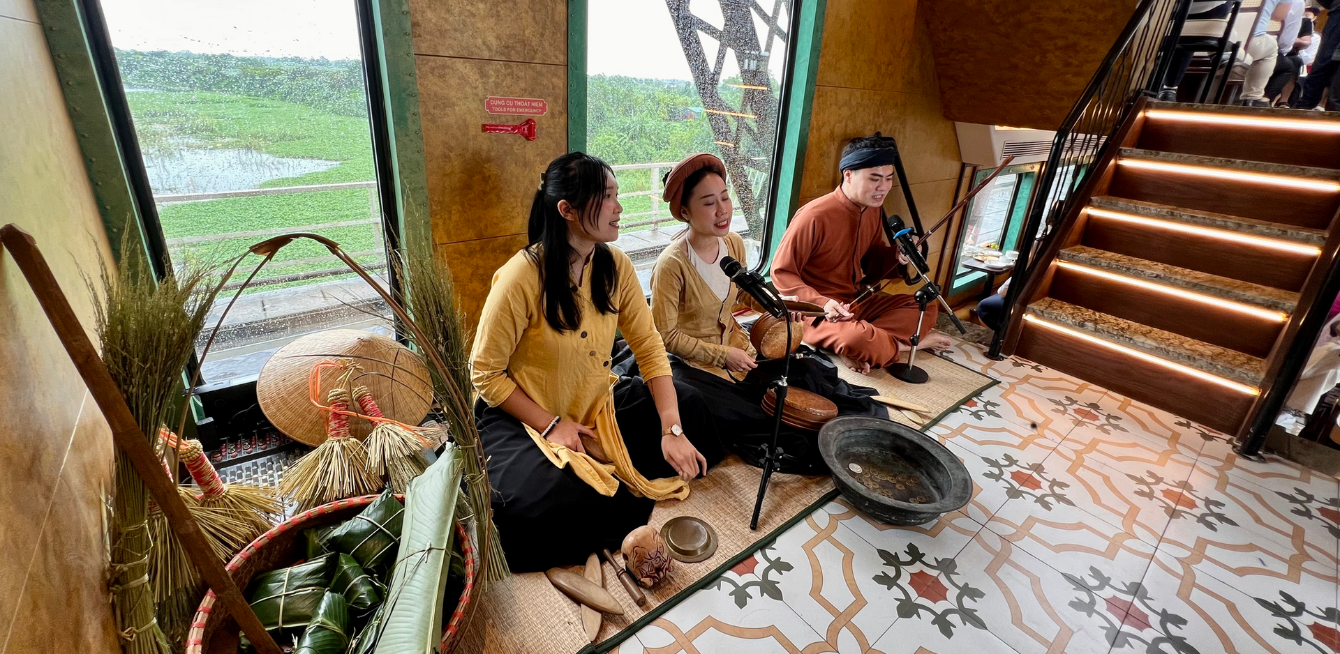 Cultural performance on The Hanoi train