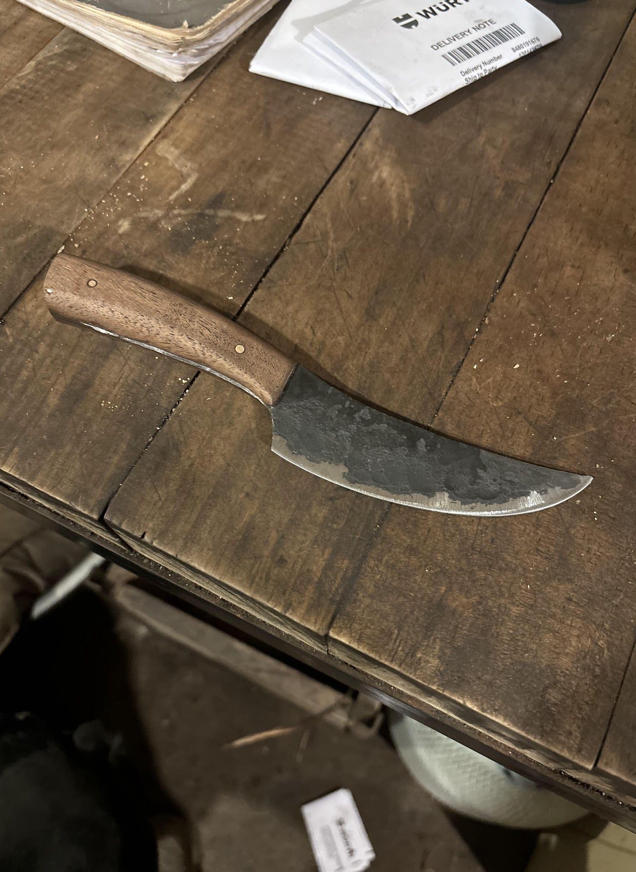 Knife on the table.