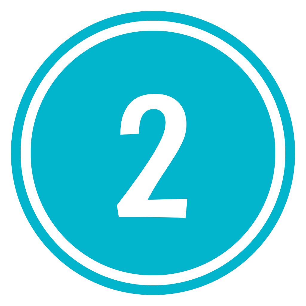 Blue circular badge with the number 2 in white.