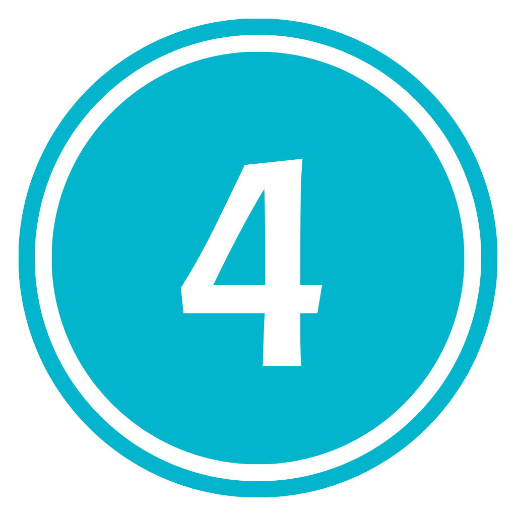 Blue circular sign with white number 4 inside a double ring.